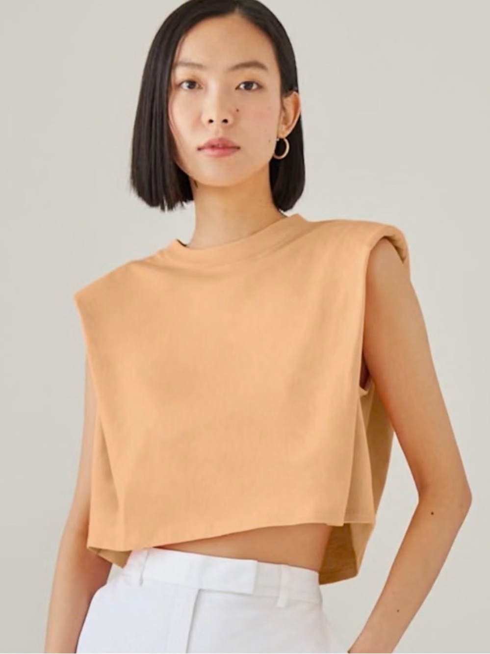 Artizia Babaton Shoulder Pad Cropped Tank in Orange Size S